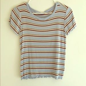 Light Blue Striped Ribbed T-Shirt